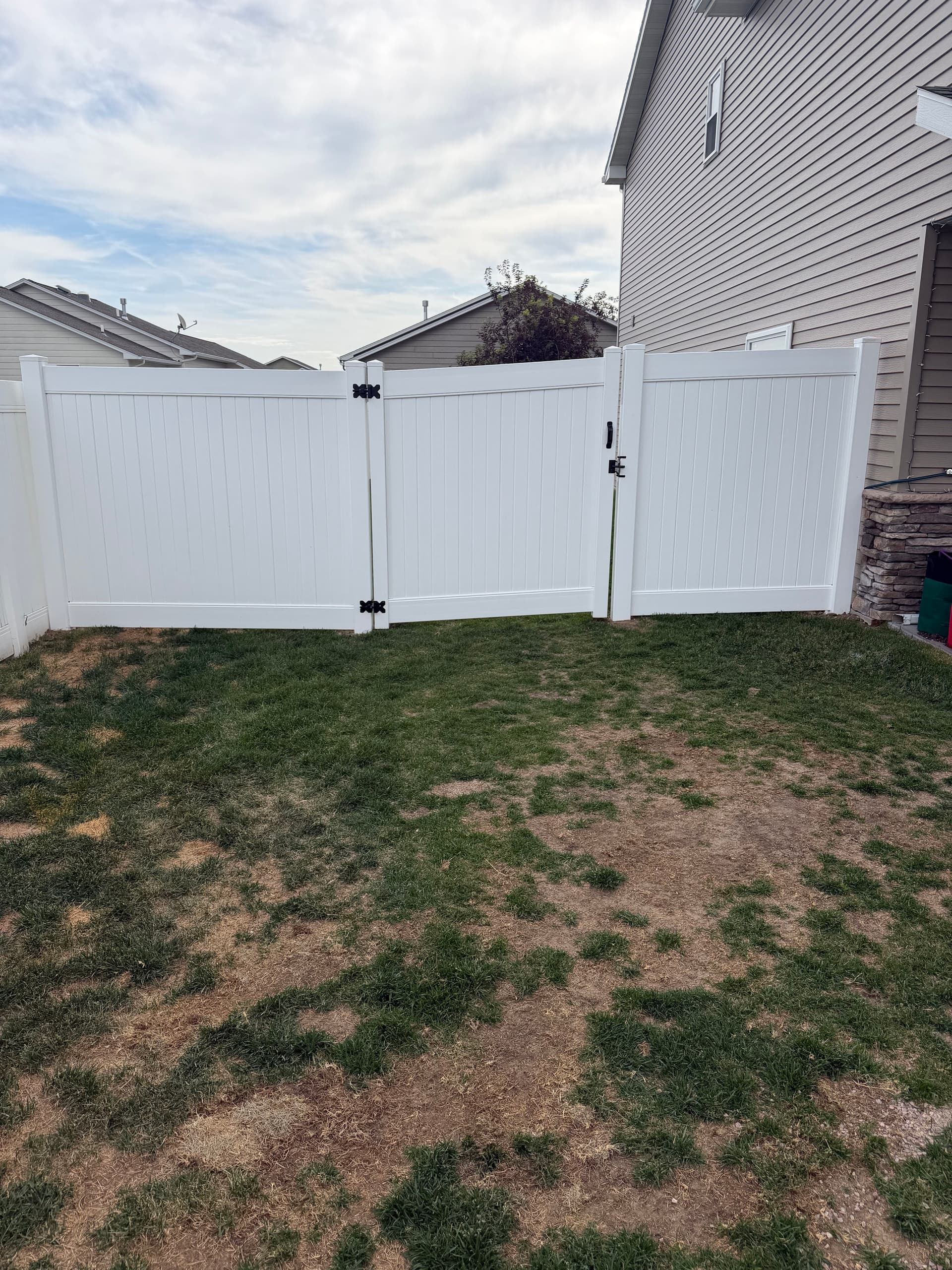 White Vinyl Fence and Gate Install in Billings Heights image