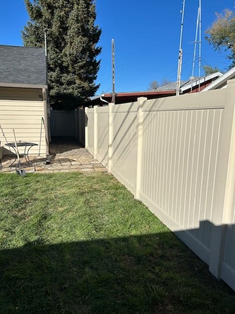 Gallery photos for Modern Tan Vinyl Fence Transformation: Image #1