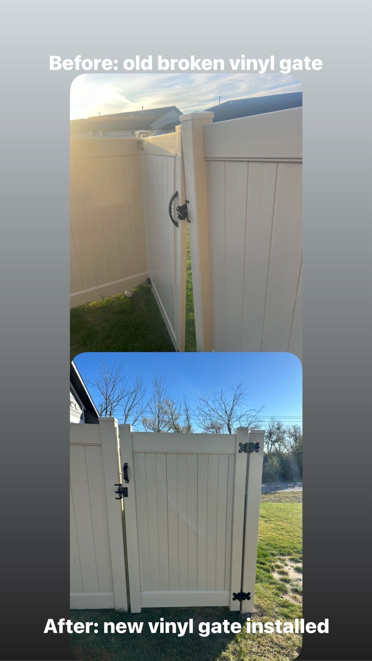 Project Old Gate Replaced with New Sturdy Vinyl Gate image