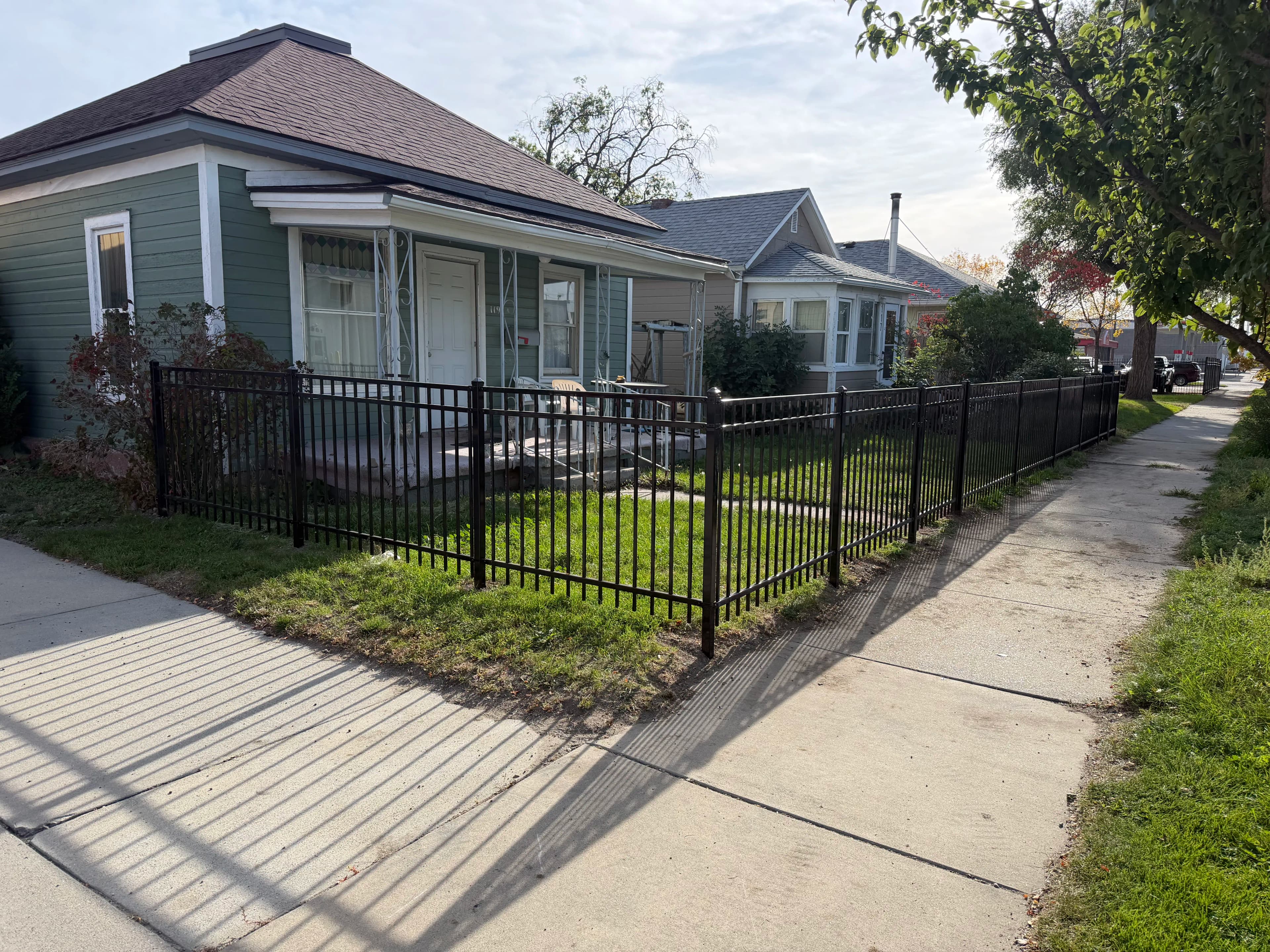 Project Ornamental Front Fence Plus Chain Link Back Fence With Double Gate image