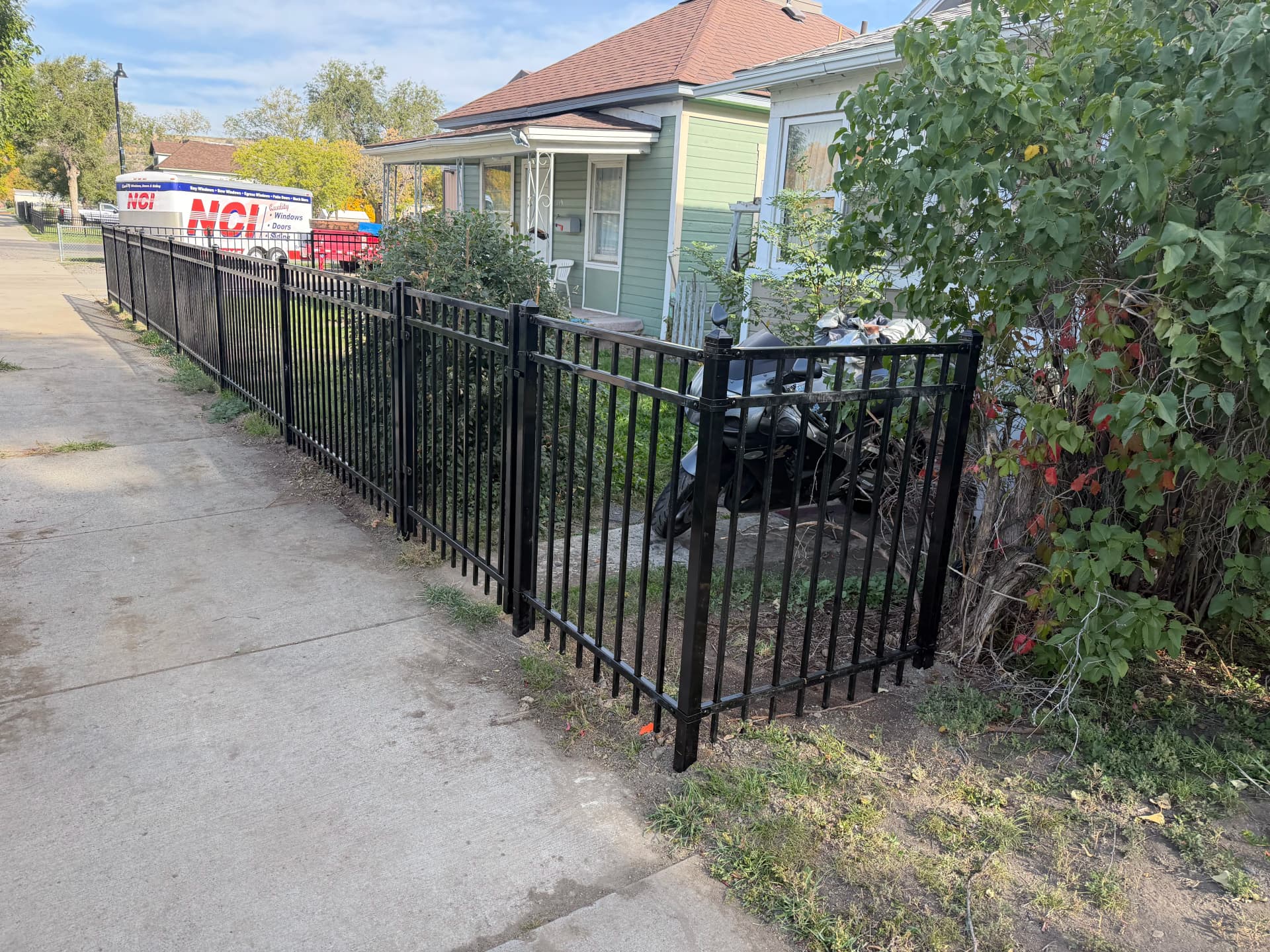 Gallery photos for Ornamental Front Fence Plus Chain Link Back Fence With Double Gate: Image #1