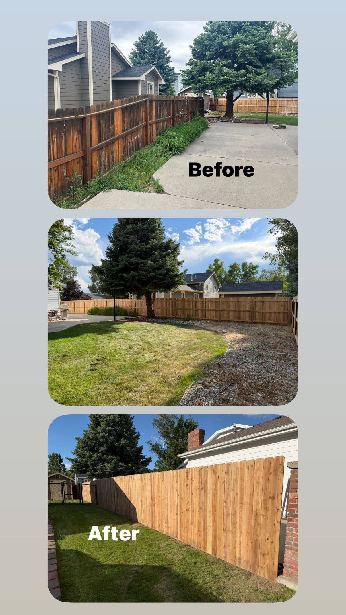 Storm-Damaged Wood Fence Replaced With a Clean, Solid New Line image