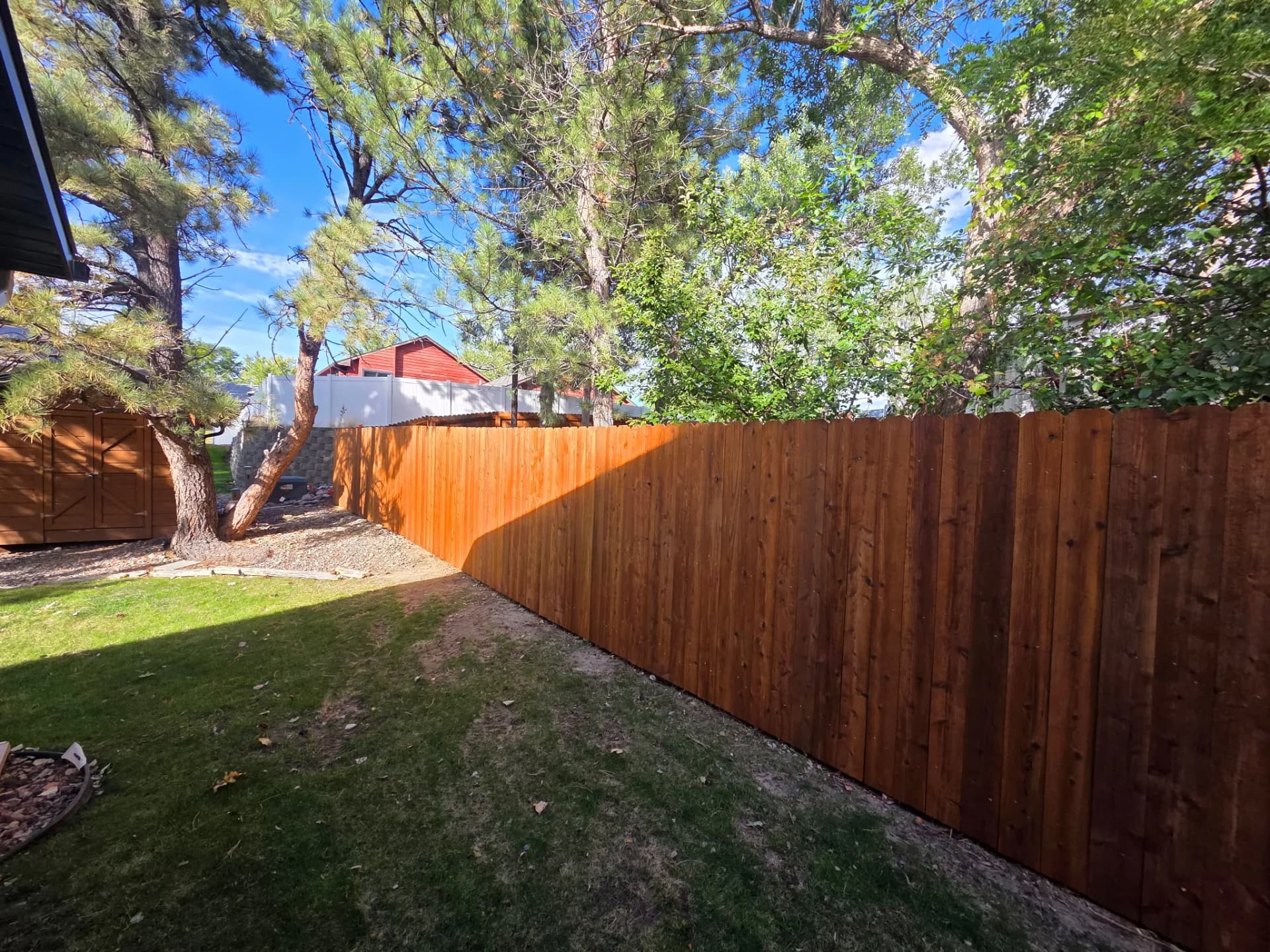 Gallery photos for New Cedar Fence Install Finished in Premium Pecan Stain: Image #3