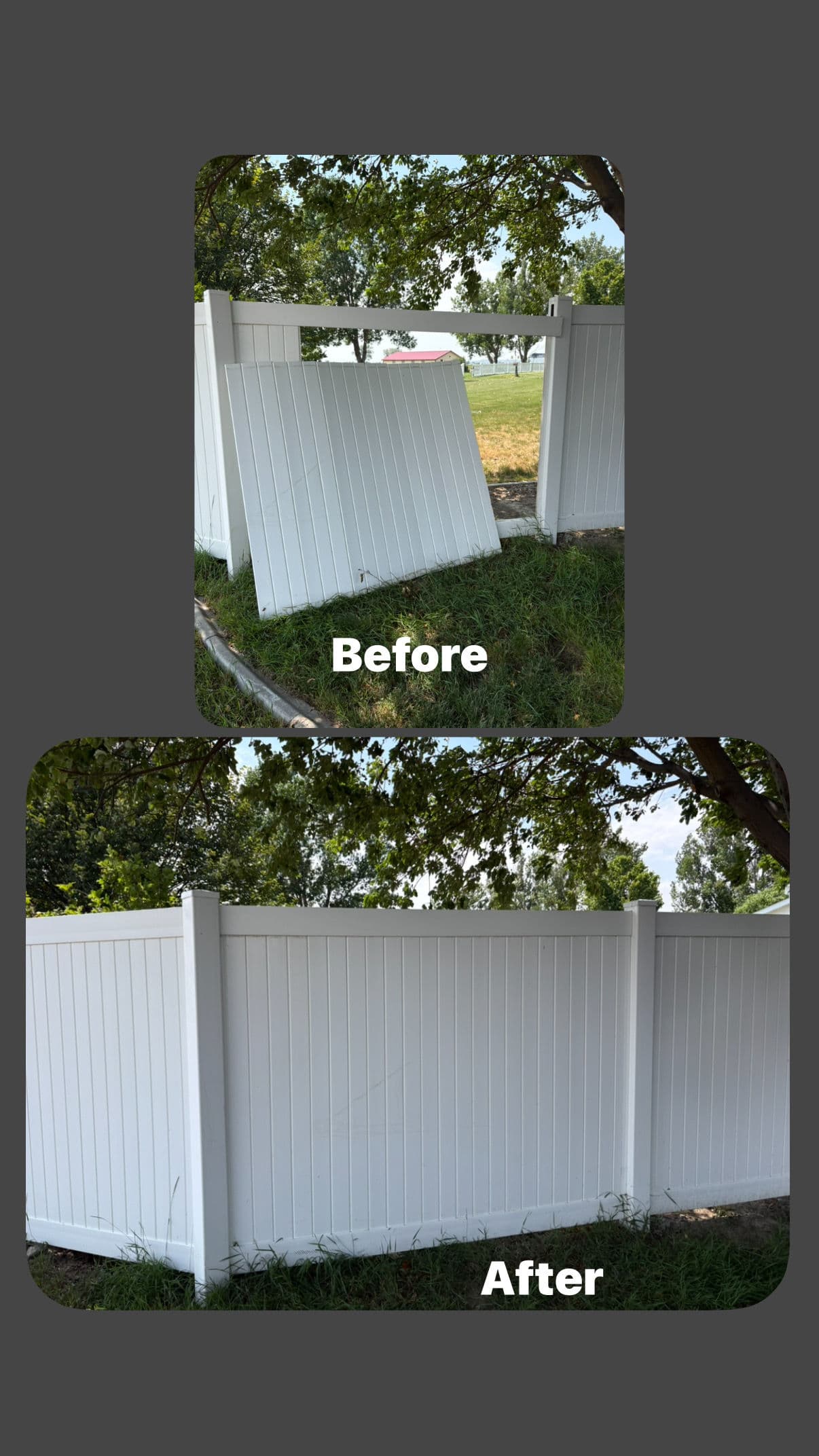 Project Wind-Damaged Vinyl Fence Repaired and Standing Strong image